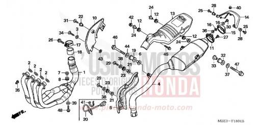 SILENCIEUX D'ECHAPPEMENT (CBR600RR5/6) CBR600RR6 de 2006
